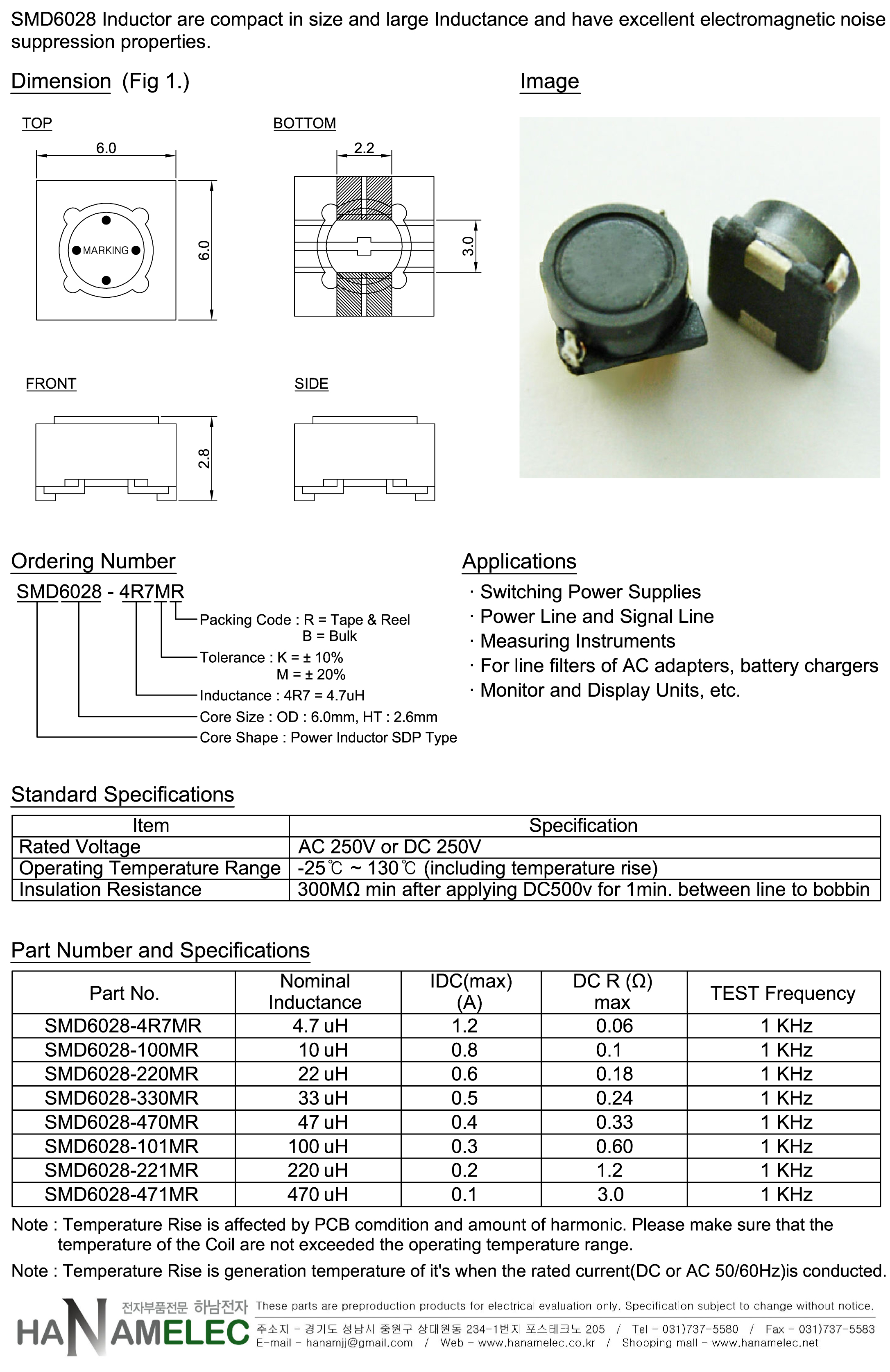 INDUCTOR-POWER SMD-SMD6028