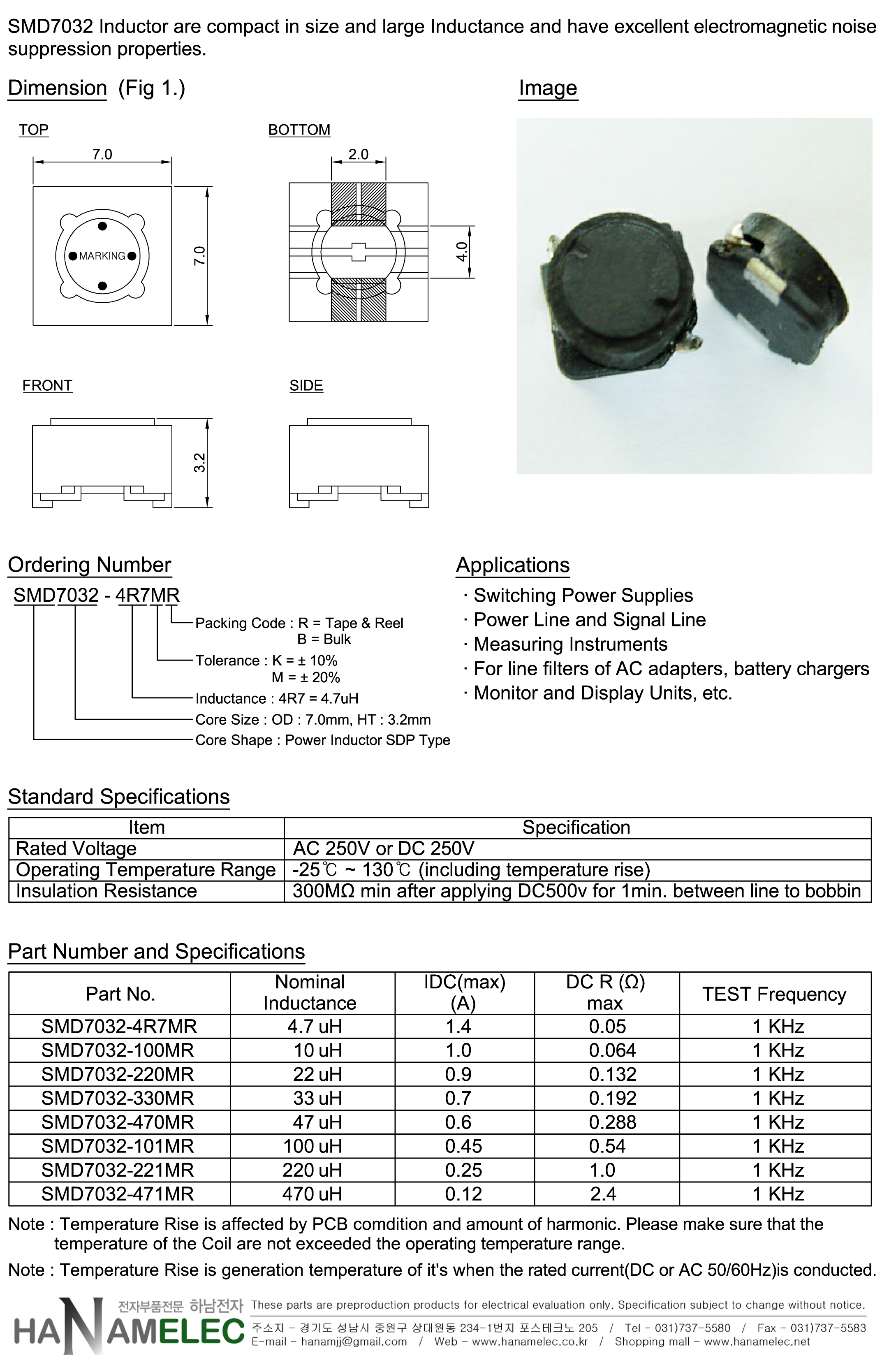 INDUCTOR-POWER SMD-SMD7032