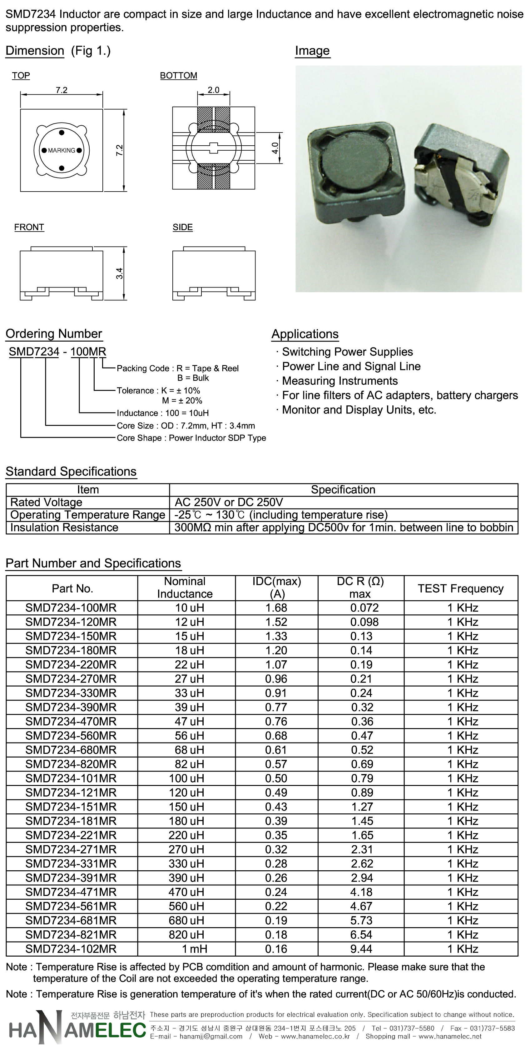 INDUCTOR-POWER SMD-SMD7234